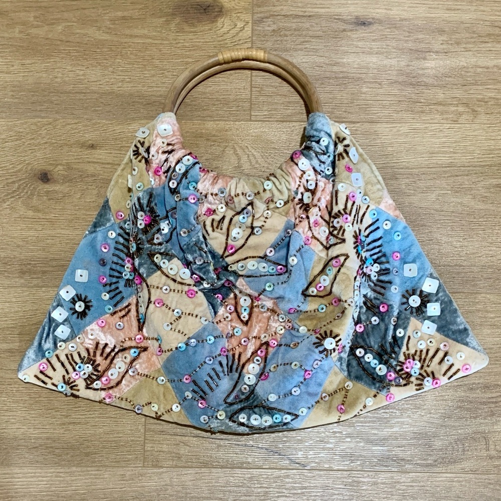 Chan Luu Seashell Velvet Patchwork Handbag